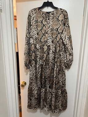 Episode Snake Print Tiered Midi Dress Size L